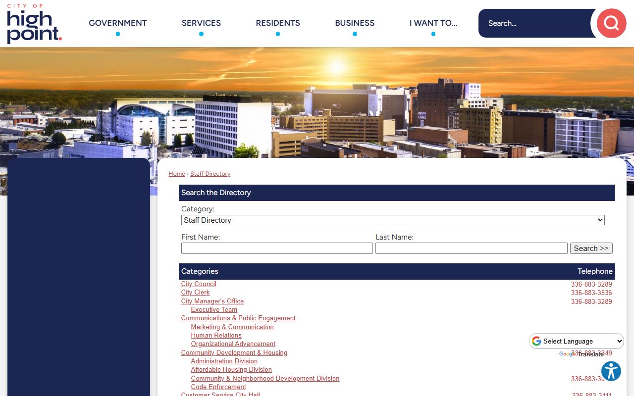 Guilford County phone directory High Point staff and department search